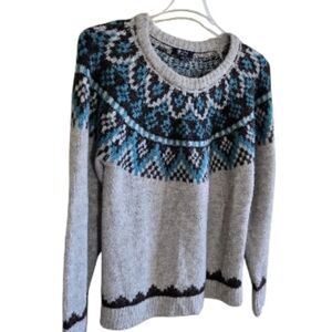 Witty Fox Young Contemporary Fair Isle Sweater Sz XL Polyester Nylon Icelandic
